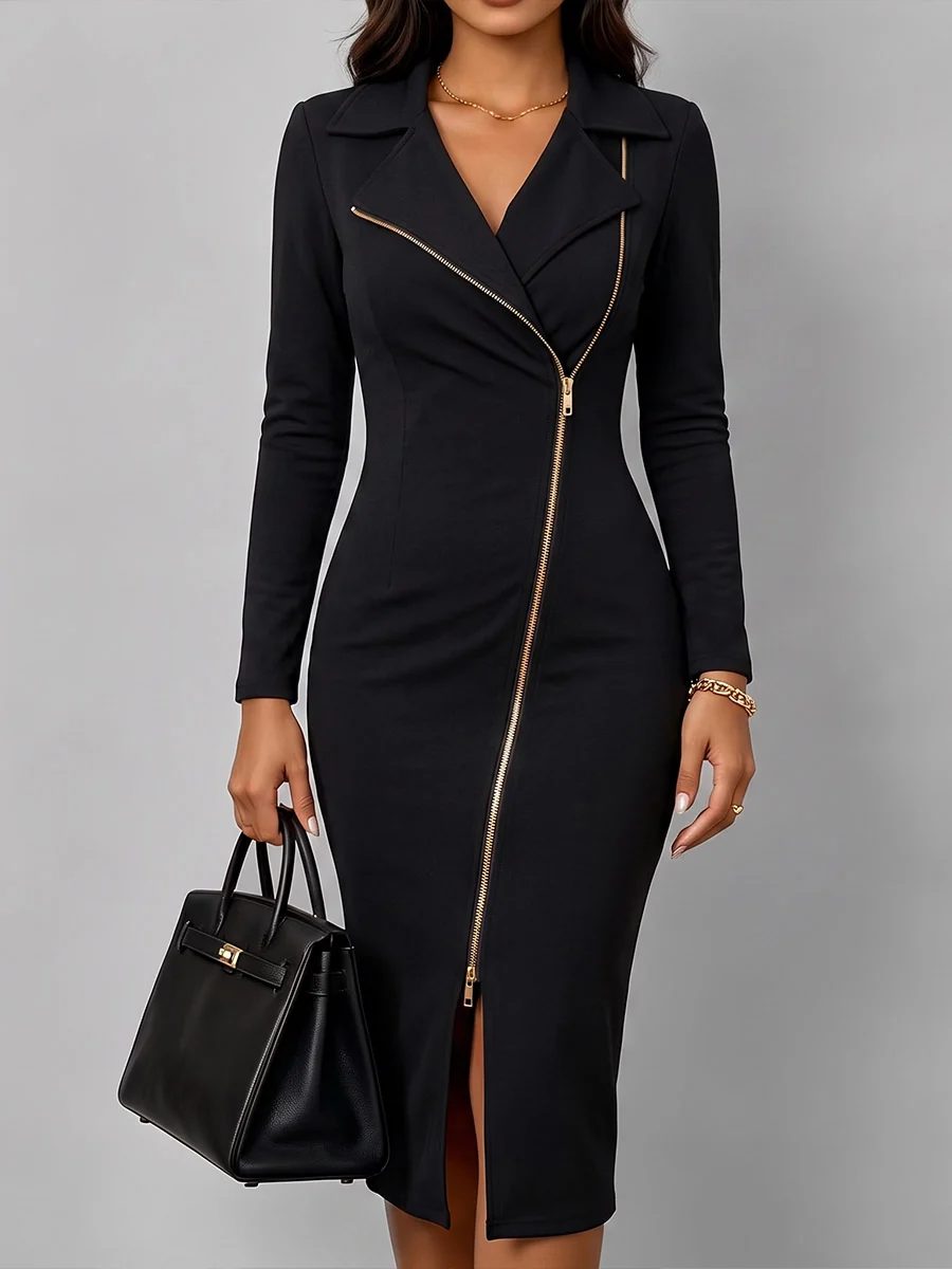 Chloé | Robe Col Blazer et Fermeture Éclair Dorée