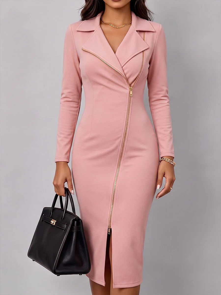 Chloé | Robe Col Blazer et Fermeture Éclair Dorée