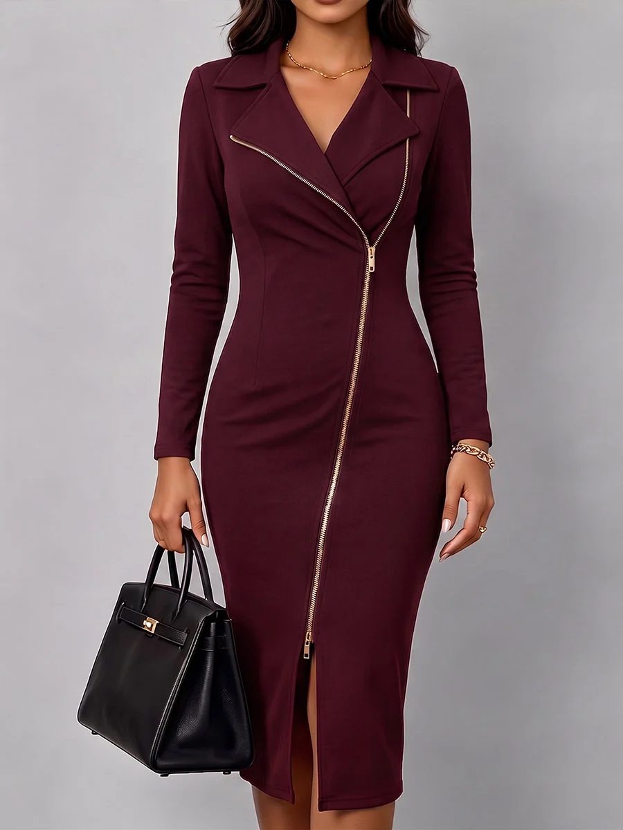 Chloé | Robe Col Blazer et Fermeture Éclair Dorée