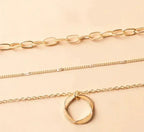 Joëlle - Collier doré classique multirangs avec pendentif