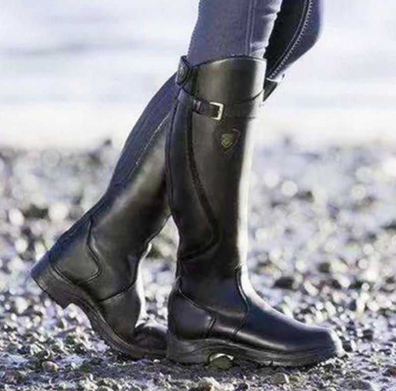 Valentine | Bottes d’équitation hautes à sangle à boucle et zip dorsal