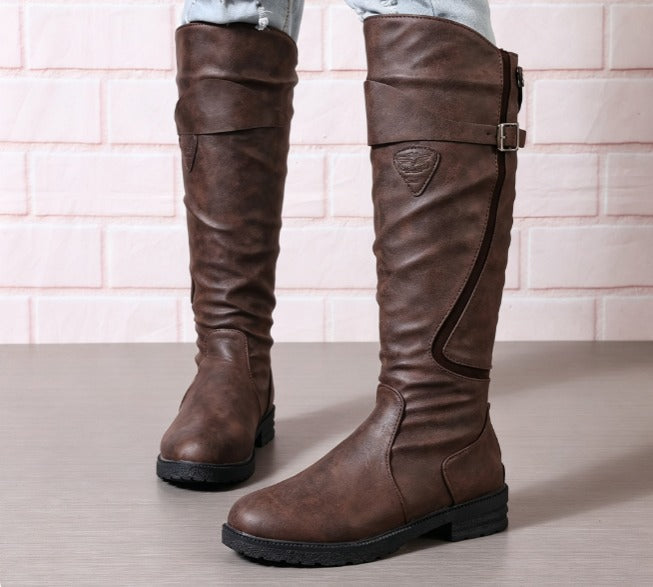 Valentine | Bottes d’équitation hautes à sangle à boucle et zip dorsal