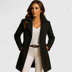 Blanche | Long manteau ajusté à col à revers